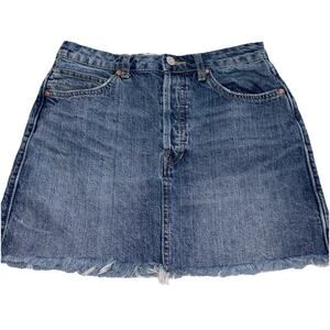 We The Free Women's Distressed Denim Mini-Skirt Button Fly Denim Size 26